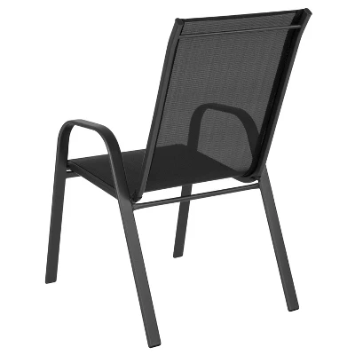 Emma And Oliver 4 Pack Outdoor Stack Chair With Flex Comfort Material - Patio Stack Chair - Image 9