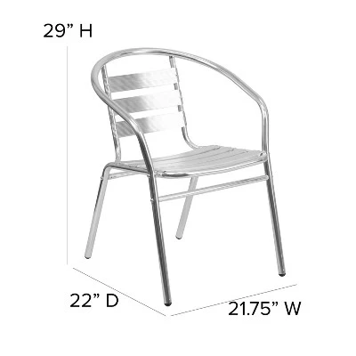 Emma And Oliver Aluminum Indoor-Outdoor Stack Chair With Triple Slat Back And Arms - Image 3