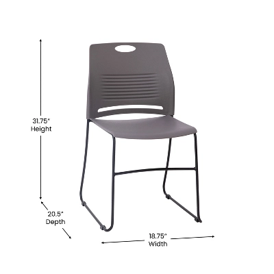 Emma And Oliver Heavy Duty 660 Lb. Capacity Ergonomic Polypropylene Stack Chair With Perforated Back And Steel Sled Base - Image 6