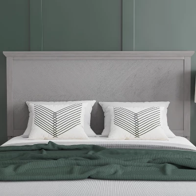 Emma And Oliver Herring Bone Wooden Adjustable Headboard Only - Image 2