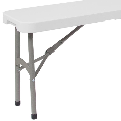 Emma And Oliver 11"W X 72"L Portable Bi-Fold Granite White Folding Bench - Image 3