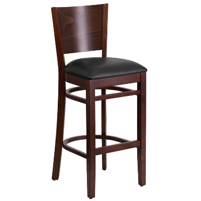 Emma And Oliver Solid Back Wooden Restaurant Dining Barstool - Image 7