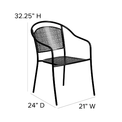Emma And Oliver Commercial Grade 5 Pack Indoor-Outdoor Steel Patio Arm Chair With Round Back - Image 4