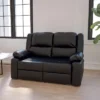 Emma And Oliver Bustle Back Loveseat With Two Built-In Recliners