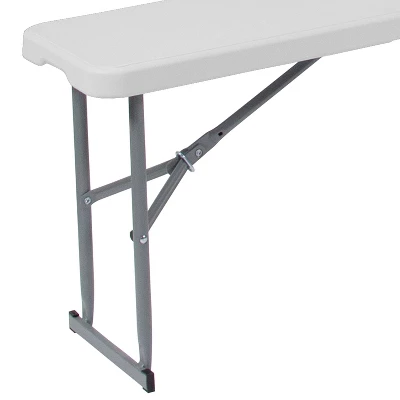 Emma And Oliver 10.25"Wx71"L Portable Bi-Fold Granite White Plastic Bench - Image 4