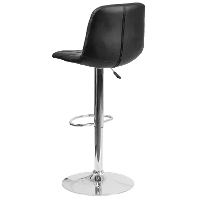 Emma And Oliver 2 Pack Contemporary Black Vinyl Adjustable Barstool With Embellished Stitch Design - Image 2