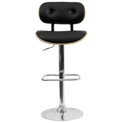 Emma And Oliver Bentwood Adjustable Height Barstool With Button Tufted Upholstery - Image 8