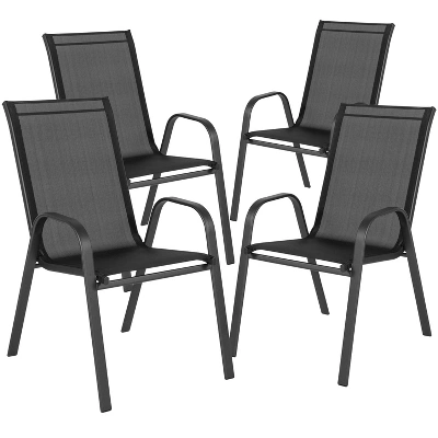 Emma And Oliver 4 Pack Outdoor Stack Chair With Flex Comfort Material - Patio Stack Chair - Image 12