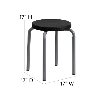Emma And Oliver Stackable Stool With Silver Powder Coated Frame - Image 2