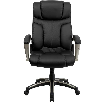 Emma And Oliver High Back Folding Black LeatherSoft Executive Swivel Office Chair With Arms - Image 8