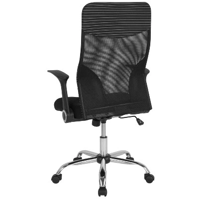 Emma And Oliver High Back Black/White Ergonomic Office Chair With Contemporary Mesh Design - Image 6