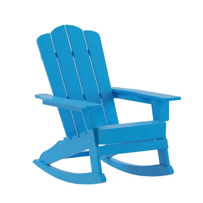Emma And Oliver Adirondack Rocking Chair With Cup Holder, Weather Resistant HDPE Adirondack Rocking Chair - Image 14