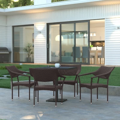 Emma And Oliver Modern All-Weather Patio Dining Chair With Fade And Weather Resistant PE Rattan And Reinforced Steel Frame - Image 4