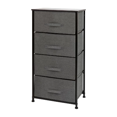 Emma And Oliver 4 Drawer Vertical Storage Dresser With Wood Top & Fabric Pull Drawers - Image 10