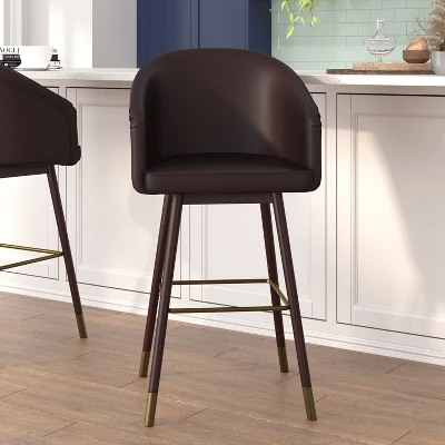 Emma And Oliver Upholstered Bar Height Dining Stool With Wood Frame
