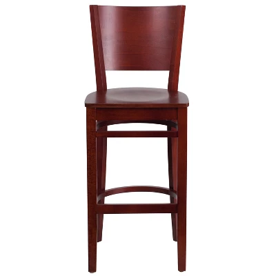 Emma And Oliver Solid Back Wooden Restaurant Dining Barstool - Image 3