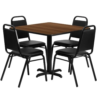 Emma And Oliver 36" Square Laminate X-Base Table Set With 4 Banquet Chairs - Image 2