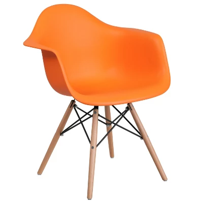 Emma And Oliver Plastic Accent Dining Chair With Arms And Wooden Legs - Image 12