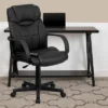 Emma And Oliver Mid-Back Ergonomic Massaging Black LeatherSoft Executive Swivel Office Arm Chair