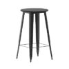 Emma And Oliver Indoor/Outdoor Bar Top Table, 23.75" Round All Weather Poly Resin Top With Steel Base