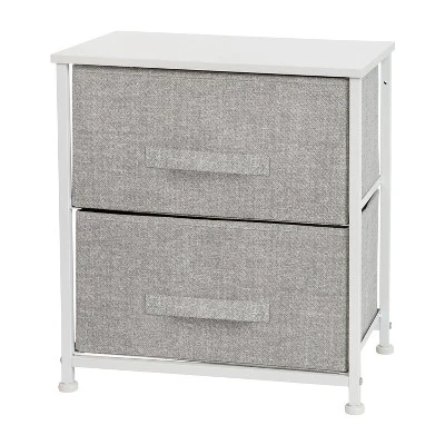 Emma And Oliver 2 Drawer Storage Stand With Wood Top & Dark Fabric Pull Drawers - Image 11
