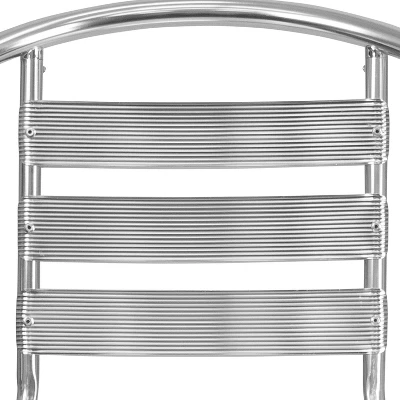 Emma And Oliver 4 Pack Commercial Aluminum Indoor-Outdoor Stack Chair - Triple Slat Back And Arms - Image 2
