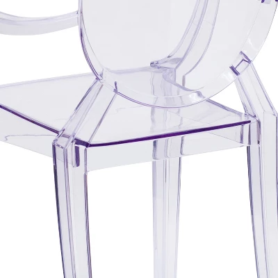 Emma And Oliver Oval Back Ghost Chair With Arms In Transparent Crystal - Image 4
