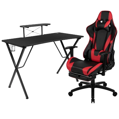 Emma And Oliver Gaming Desk & Chair Set With Cup Holder, Headphone Hook, And Monitor Stand - Image 12