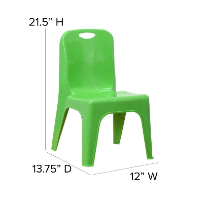 Emma And Oliver 2 Pack Plastic Stackable School Chair With Carrying Handle And 11"H Seat - Image 3