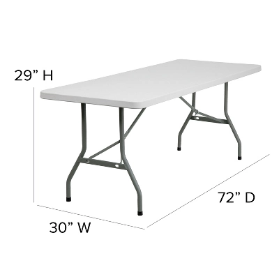 Emma And Oliver 6-Foot Granite White Plastic Folding Table - Banquet / Event Folding Table - Image 3