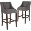 Emma And Oliver 2 Pk. 30" High Transitional Walnut Barstool With Accent Nail Trim
