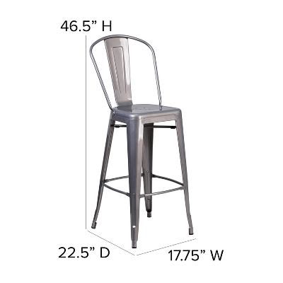 Emma And Oliver 30"H Clear Coated Indoor Counter Height Stool With Back - Image 3