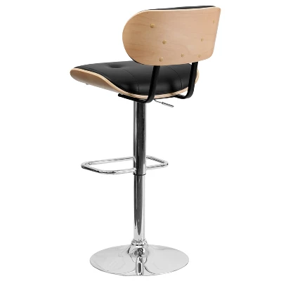 Emma And Oliver Bentwood Adjustable Height Barstool With Button Tufted Upholstery - Image 6