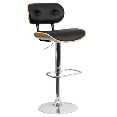 Emma And Oliver Bentwood Adjustable Height Barstool With Button Tufted Upholstery - Image 10