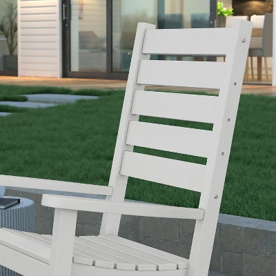 Emma And Oliver Contemporary Rocking Chair, All-Weather HDPE Indoor/Outdoor Rocker - Image 4