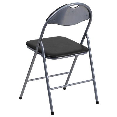 Emma And Oliver 4 Pack Black Vinyl Padded Metal Folding Chair Home Office - Image 10