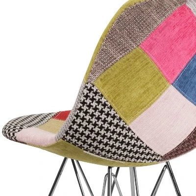 Emma And Oliver Milan Patchwork Fabric Chair With Chrome Base - Image 2