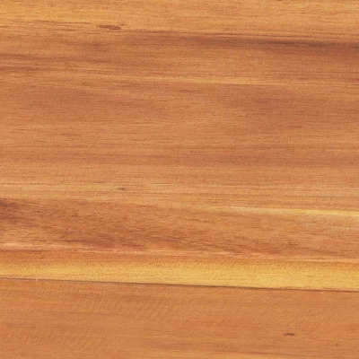 Emma And Oliver Rustic Natural Acacia Wood Bench With Seating For Two, Flared Wooden Legs And Slatted Surface For Indoor And Outdoor Use - Image 2