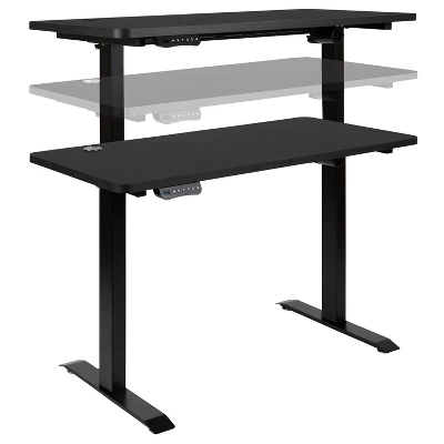 Emma And Oliver 48" Wide Black Electric Adjustable Standing Desk & Black Swivel Office Chair - Image 9