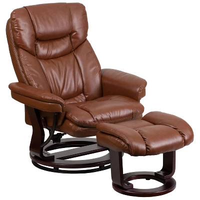 Emma And Oliver Multi-Position Recliner & Curved Ottoman With Swivel Wood Base - Image 13