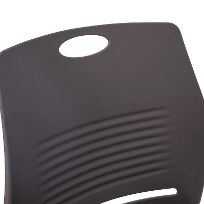 Emma And Oliver Heavy Duty 660 Lb. Capacity Ergonomic Polypropylene Stack Chair With Perforated Back And Steel Sled Base - Image 7