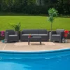 Emma And Oliver Faux Rattan Sofa With All-Weather Cushions