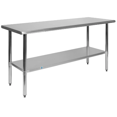 Emma And Oliver Stainless Steel 18 Gauge Prep And Work Table With Undershelf - Image 9