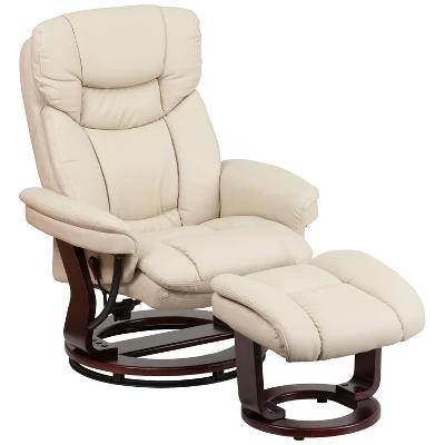 Emma And Oliver Multi-Position Recliner & Curved Ottoman With Swivel Wood Base - Image 11