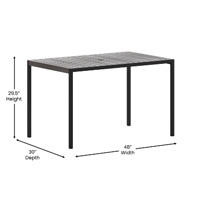 Emma And Oliver All-Weather Faux Teak Patio Dining Table With Steel Frame - Seats 4 - Image 5