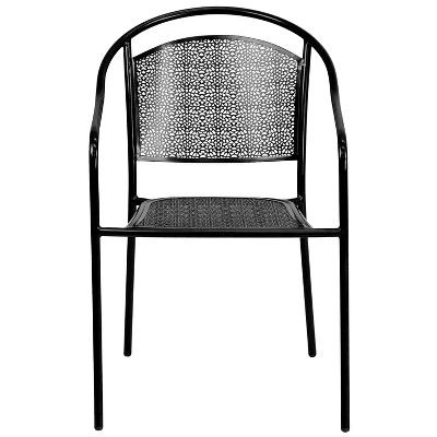 Emma And Oliver Commercial Grade 5 Pack Indoor-Outdoor Steel Patio Arm Chair With Round Back - Image 9