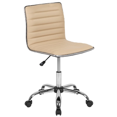 Emma And Oliver Low Back Designer Armless Ribbed Swivel Task Office Chair - Image 14