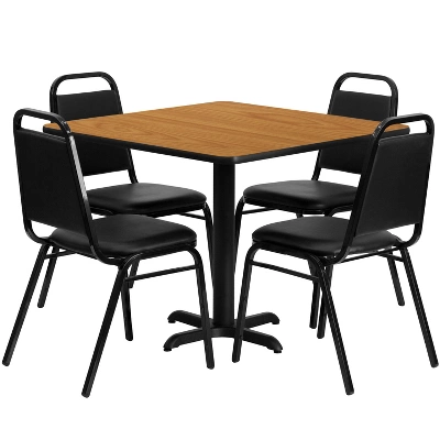Emma And Oliver 36" Square Laminate X-Base Table Set With 4 Banquet Chairs - Image 4