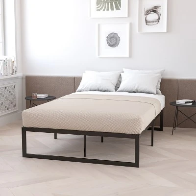 Emma And Oliver 14" Full Platform Bed Frame & 12" Mattress In A Box - No Box Spring Required