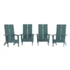 Emma And Oliver Set Of 4 Modern Dual Slat Back Indoor/Outdoor Adirondack Style Chairs